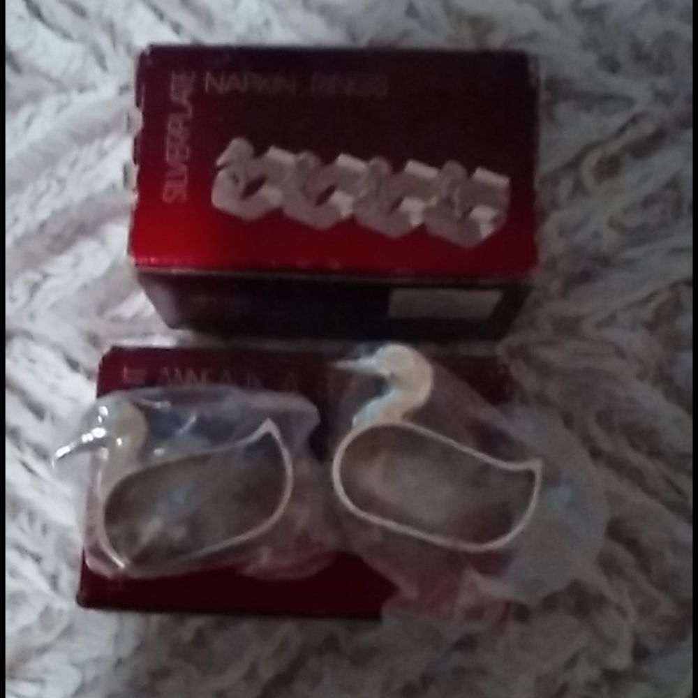 ANTIQUE  SILVER PLATED DUCK NAPKIN HOLDERS